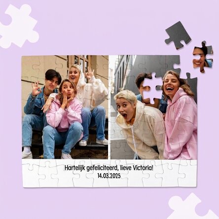 Gepersonaliseerde puzzel met 2 foto's en tekst - Herinneringen