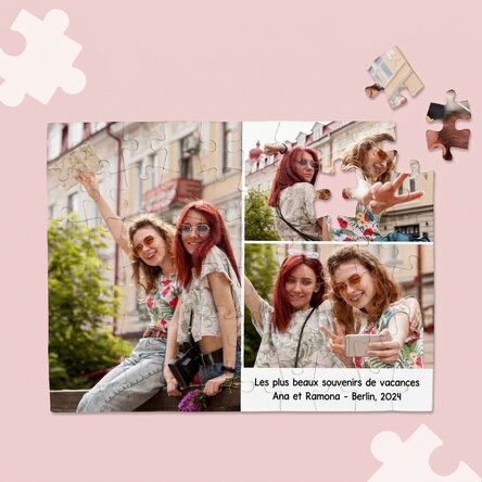 Puzzle personnalisé avec 3 photos et un texte