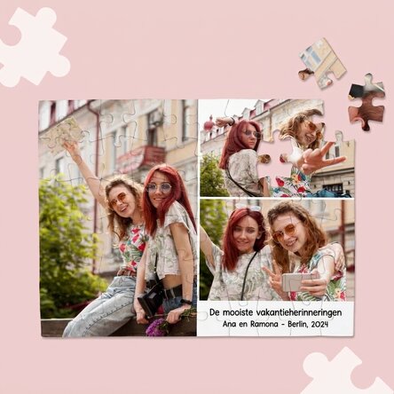 Gepersonaliseerde puzzel met 3 foto's en tekst