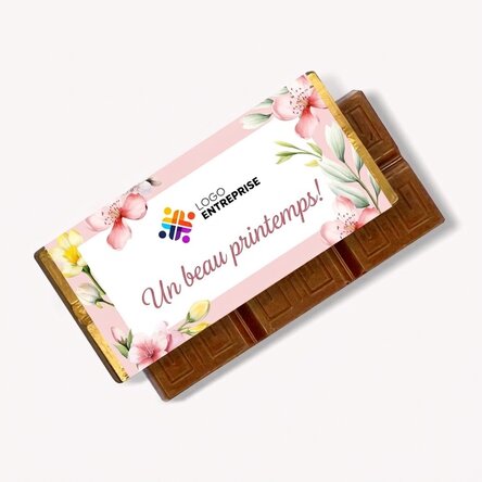 Mini-tablette de chocolat personnalisée avec message et logo - Printemps