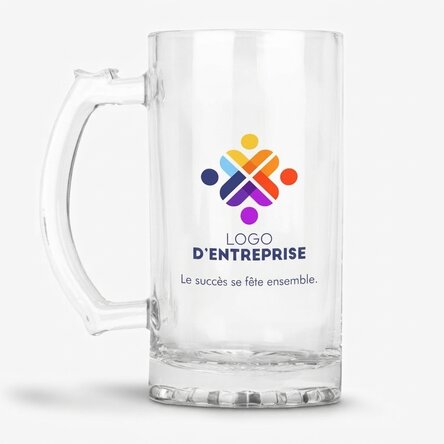 Chope à bière personnalisée avec logo et texte