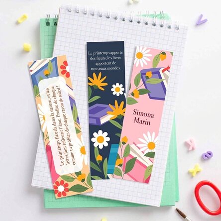 Lot de 3 marque-pages personnalisés avec texte - Spring