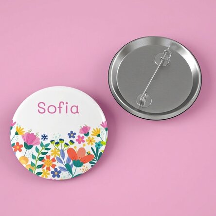 Badge personnalisé avec texte - Fleurs
