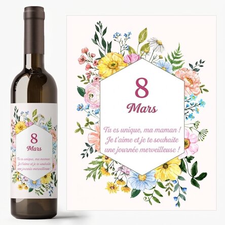 Vin personnalisé avec un message - 8 mars