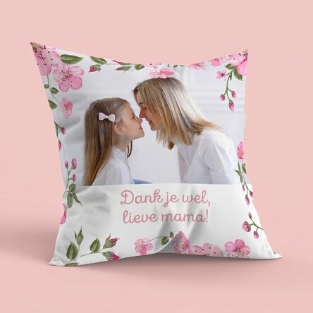 Gepersonaliseerd kussen met foto en tekst - Mijn lente