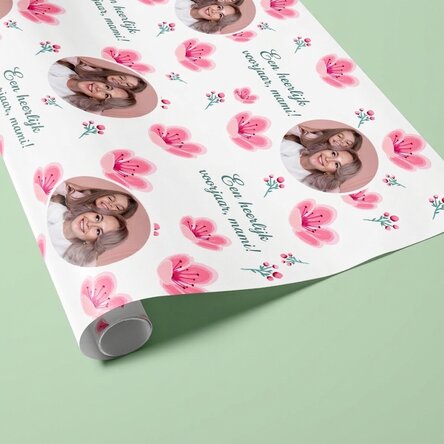 Gepersonaliseerd cadeaupapier met foto en boodschap - Lente