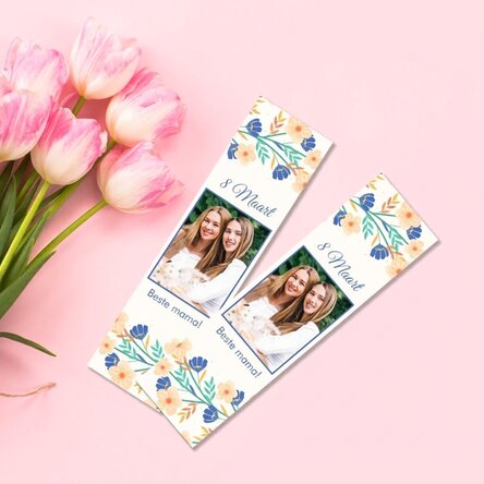 Gepersonaliseerde boekenlegger met foto en boodschap - Lente