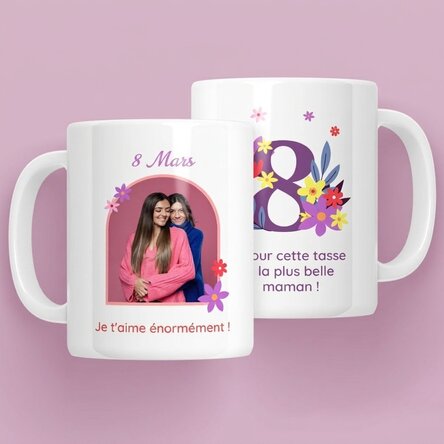 Tasse personnalisée avec un texte et une photo - 8 mars