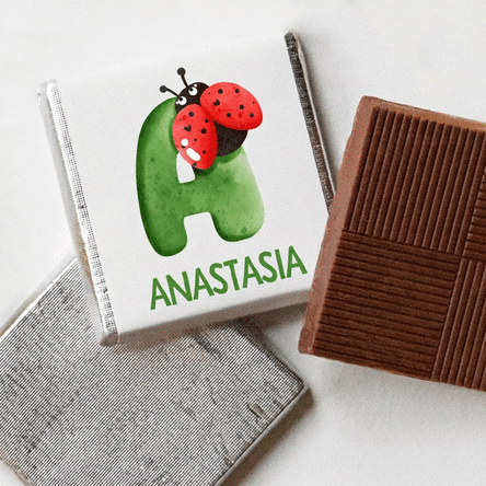 Gepersonaliseerde mini-chocolade met naam en initiaal - Lieveheersbeestje