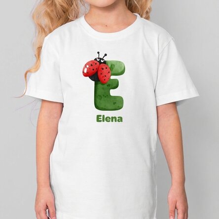 Katoenen T-shirt voor kinderen, gepersonaliseerd met initiaal en naam - Buburuze