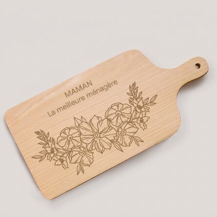 Planche à découper personnalisée avec message - Motif floral