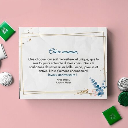 Boîte de bonbons personnalisée avec un message : « Joyeux anniversaire ! »
