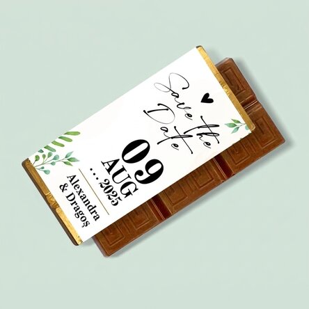 Gepersonaliseerde mini-chocoladereep met boodschap - Save the date