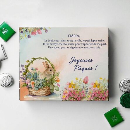 Boîte de bonbons personnalisée avec le message « Joyeuses Pâques ! »