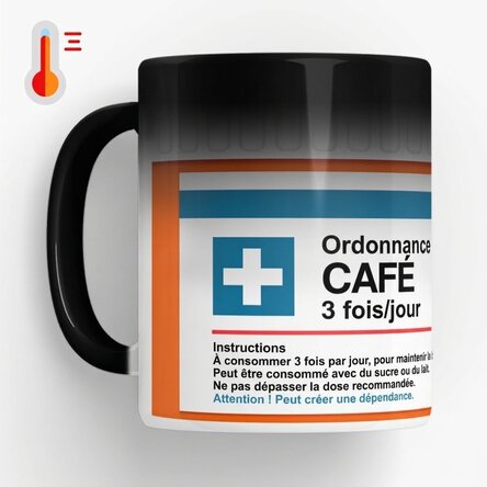 Tasse thermosensible personnalisée avec message - Prescription