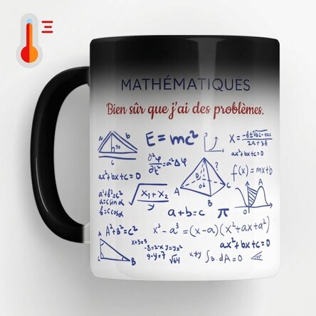 Tasse thermosensible personnalisée avec message - Professeur de mathématiques