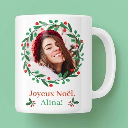 Tasse personnalisée avec texte et photo - Joyeux Noël !