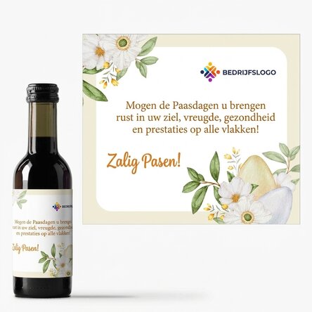 Gepersonaliseerd mini-flesje wijn met logo en boodschap - Pasen