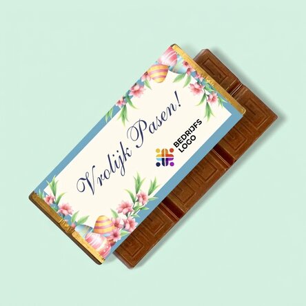 Gepersonaliseerde mini-chocoladereep met logo en boodschap - Vrolijk Pasen