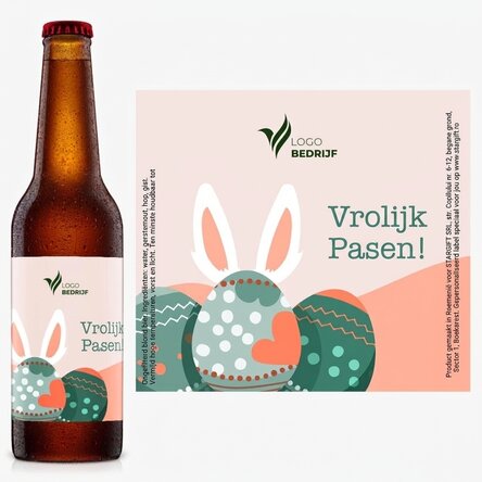 Bier met eigen logo en tekst - Fijne Pasen!