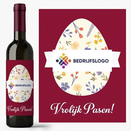 Wijn met gepersonaliseerd logo en Paasboodschap
