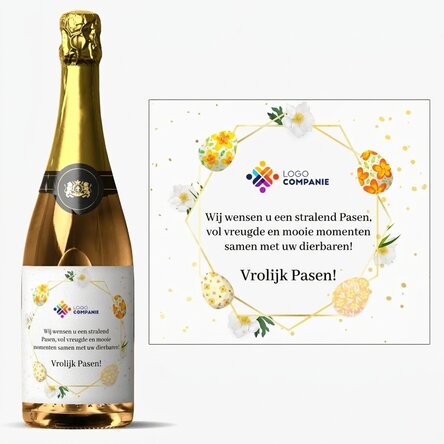 Mousserende wijn met eigen logo en tekst - Paaswens