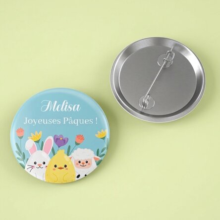 Badge personnalisé avec un message de Pâques - Animalute