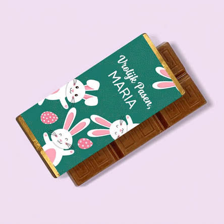 Gepersonaliseerde mini-chocoladereep met boodschap - Paashazen