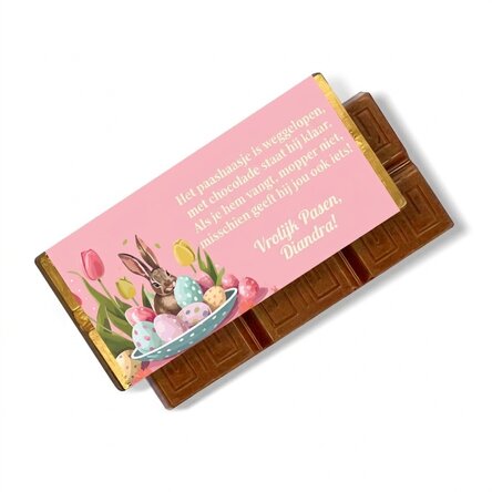 Gepersonaliseerde mini-chocoladereep met boodschap - Konijntje