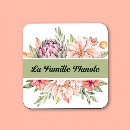 Porte-verre personnalisé avec inscription - Flowers