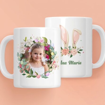 Tasse personnalisée avec nom et photo - Cute Easter