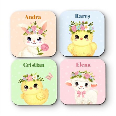 Lot de 4 sous-verres personnalisés avec un texte - Animalute