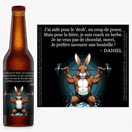 Bière personnalisée avec un message - Bunny power