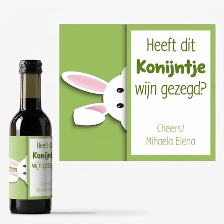 Gepersonaliseerd mini-wijnflesje met boodschap - Bunny