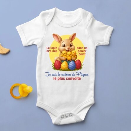 Body pour bébé personnalisé avec un texte - Cadeau de Pâques