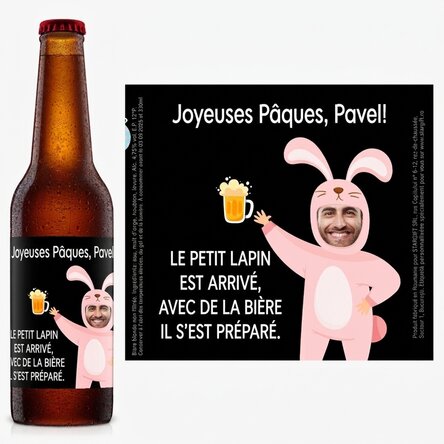 Bière personnalisée avec photo et message - Lapin