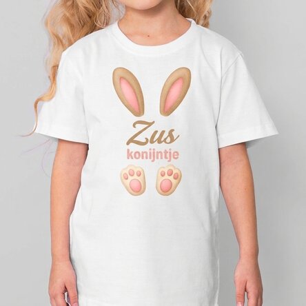 Katoenen T-shirt voor kinderen, gepersonaliseerd met tekst - Bunny ears