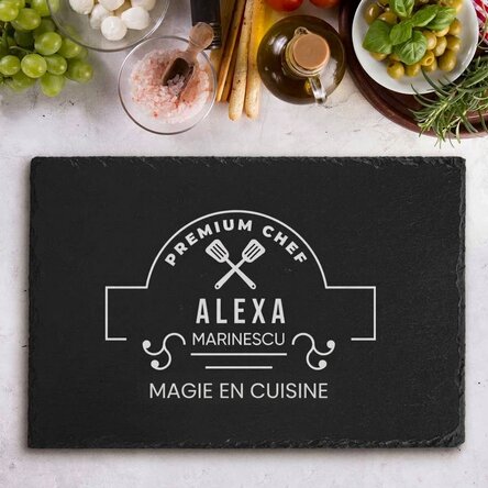 Plaque en ardoise gravée et personnalisée avec un texte - Premium Chef