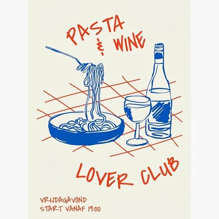 Poster Pasta & Wijn
