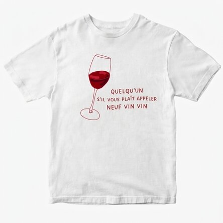 T-shirt en coton personnalisé avec un texte - Call Nine Wine Wine