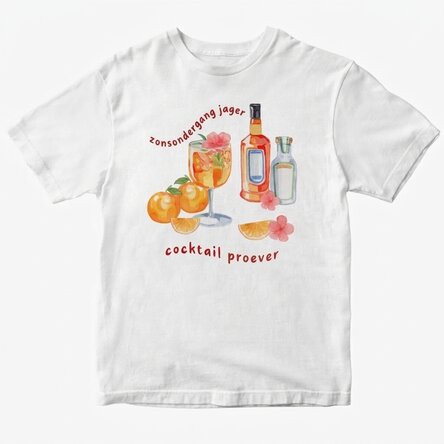Katoenen T-shirt met gepersonaliseerde tekst - Sunset & cocktails