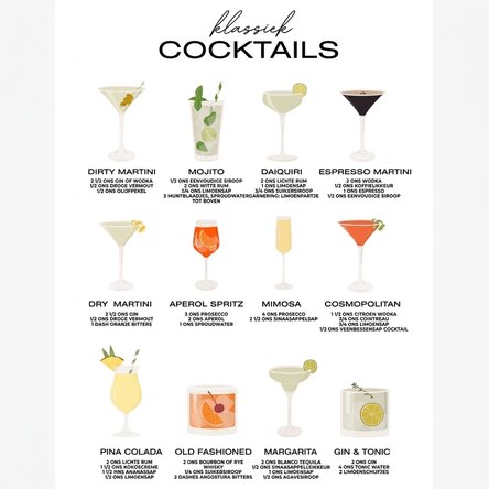 Poster met cocktailmenu