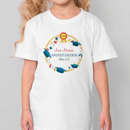 Katoenen T-shirt voor kinderen, gepersonaliseerd met een tekst - Afstuderen