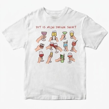 Katoenen T-shirt met eigen tekst - My drinking shirt