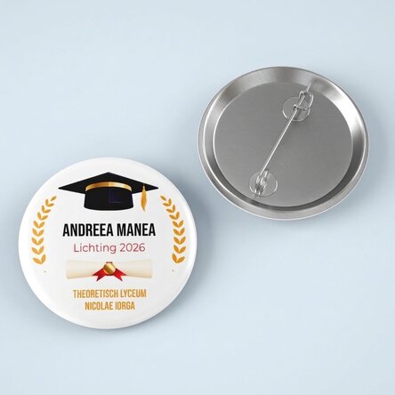 Gepersonaliseerde button met tekst - Afgestudeerde