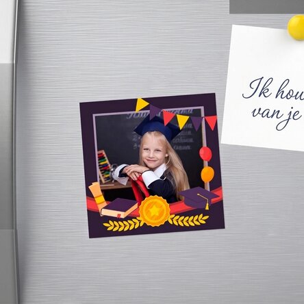 Gepersonaliseerde magneet van 10x10 met foto - Afstuderen