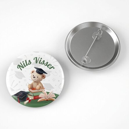 Gepersonaliseerde button met naam - Het afgestudeerde beertje