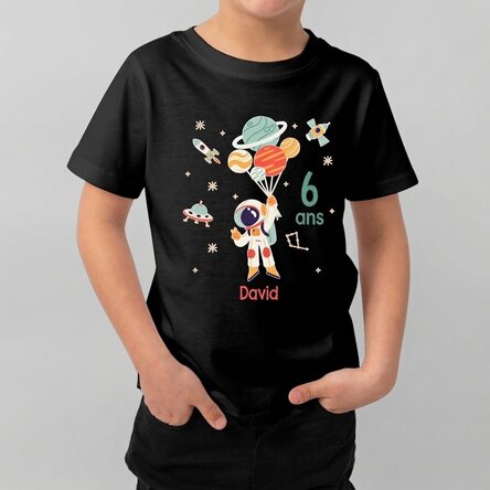 T-shirt en coton pour enfants personnalisé avec un texte - Astronaute