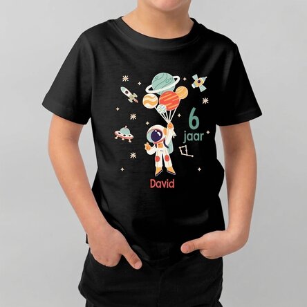 Katoenen T-shirt voor kinderen, gepersonaliseerd met tekst - Astronaut
