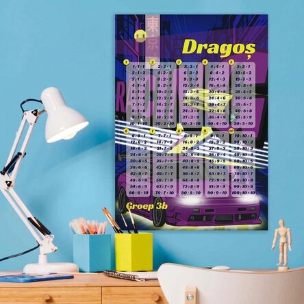 Gepersonaliseerde poster met naam en indelingstabel - Racing